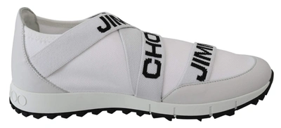 Shop Jimmy Choo Toronto White/black Nappa/knit Sneakers In Blue And White