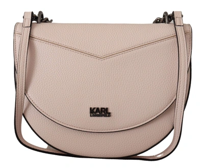 Shop Karl Lagerfeld Light Pink Mauve Leather Shoulder Bag