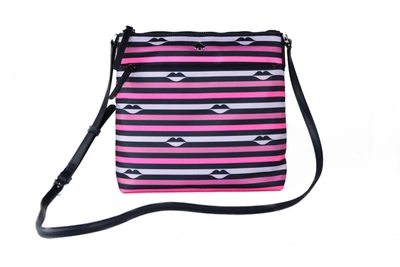 Shop Kate Spade Jae Nylon Leather Flat Pink Striped Multi Crossbody Handbag Purse
