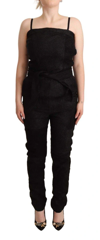 La Maison Du Couturier Black Spaghetti Strap Jumpsuit Dress In Black