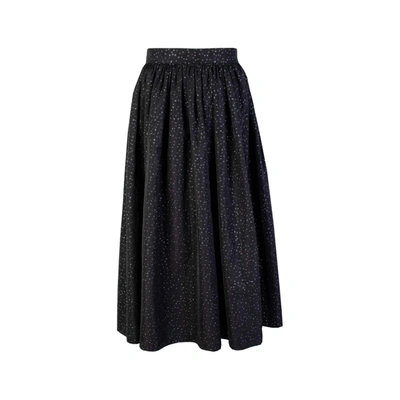 Shop Lardini Black Flared Embellished Skirt