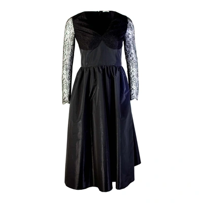 Shop Lardini Black Long Dress With Lace Details