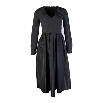 Shop Lardini Black Long Dress With V Neck