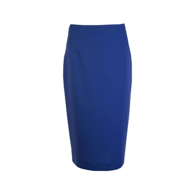 Shop Lardini Blue Pencil Skirt In Wool
