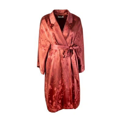 Shop Lardini Red Allover Printed Robe Trench Coat