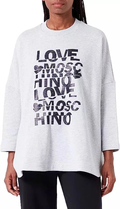 Shop Love Moschino Gray Cotton Sweater