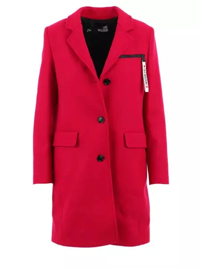 Shop Love Moschino Red Wool Jackets & Coat