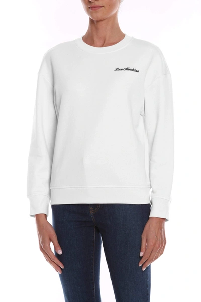 Shop Love Moschino White Cotton Sweater