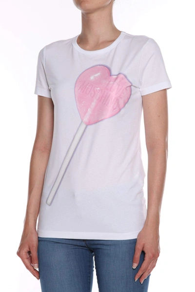 Shop Love Moschino White Cotton Tops & T-shirt
