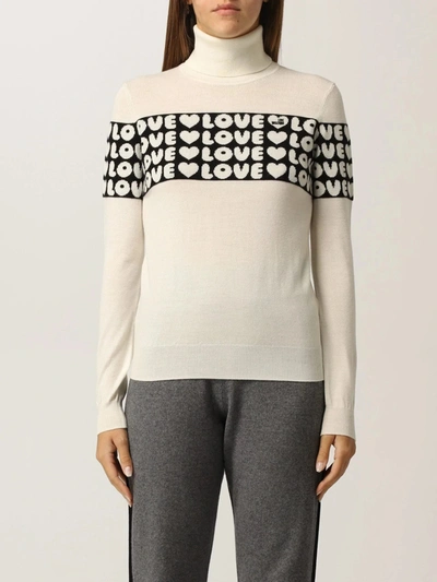 Shop Love Moschino White Wool Sweater