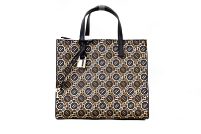 Marc Jacobs Mini Grind Signet Printed Leather Crossbody Tote Handbag Purse In Black