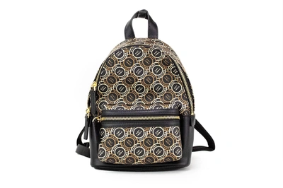 Shop Marc Jacobs Signet Mini Black Logo Printed Leather Shoulder Backpack Bookbag