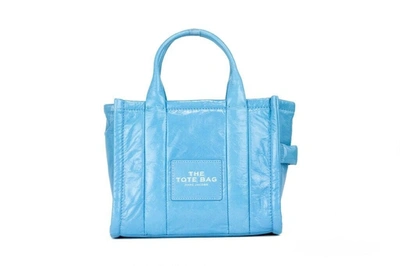 Shop Marc Jacobs The Shiny Crinkle Mini Tote Air Blue Leather Crossbody Handbag Purse