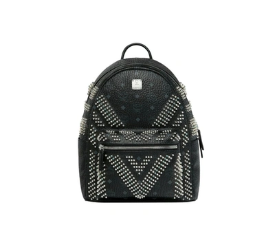 Shop Mcm Black Crystal Studs Graded M Visetos Stark Backpack