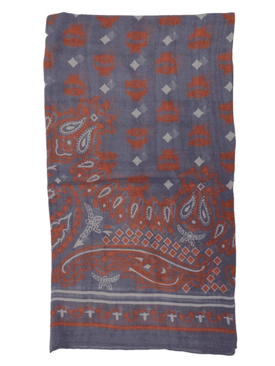 Shop Mcm Stonewash Modal Silk Paisley Print Jacquard Scarf In Blue
