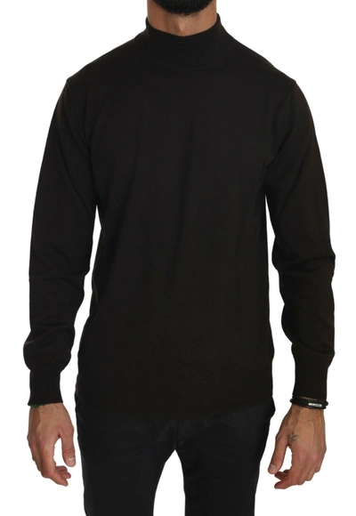Mila Schön Brown Turtle Neck Pullover Wool Sweater In Brown