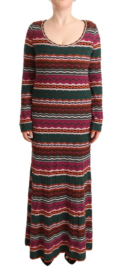 Shop Missoni Multicolor Stripe Wool Knitted Maxi Sheath Dress