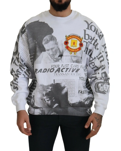 Shop Msgm White Cotton Crewneck Pullover Sweatshirt Sweater
