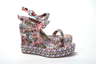 Shop Christian Louboutin Multicolor Pyraclou 110 Patent High Heel Wedge