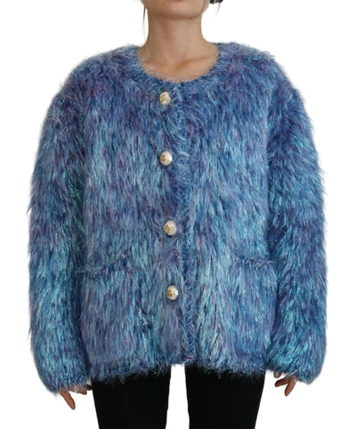 Shop Dolce & Gabbana Multicolor Polyester Fringes Coat Jacket