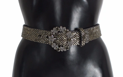 Shop Dolce & Gabbana Multicolor Wide Crystal Buckle Sequined Belt