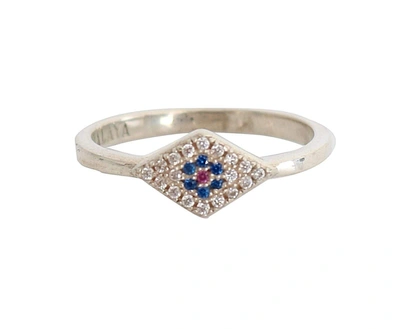 Nialaya Blue Red Cz 925 Silver Womens Clear Ring In Silver