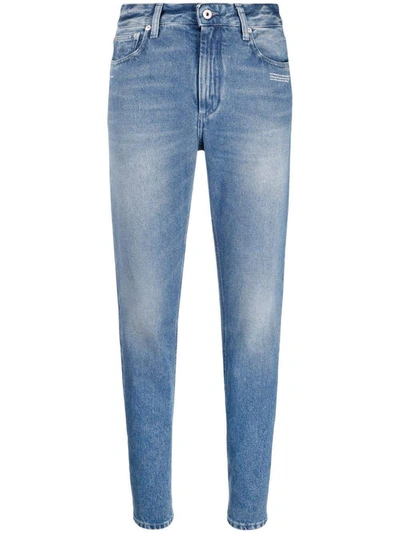 Shop Off-white Blue Cotton Jeans & Pant