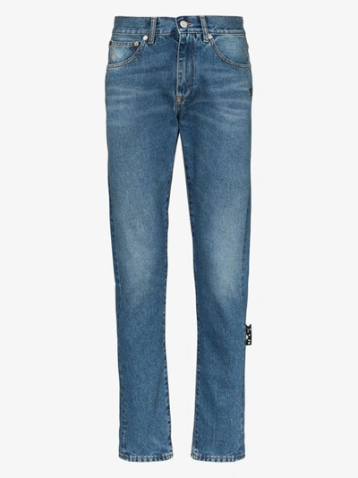 Shop Off-white Blue Cotton Jeans & Pant