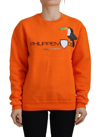 Shop Philippe Model Orange Printed Long Sleeves Pullover Sweater