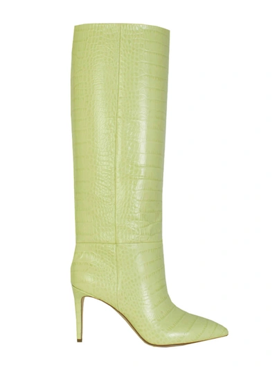 Shop Paris Texas Croco Leather Print In Lime Stiletto 85 Boot