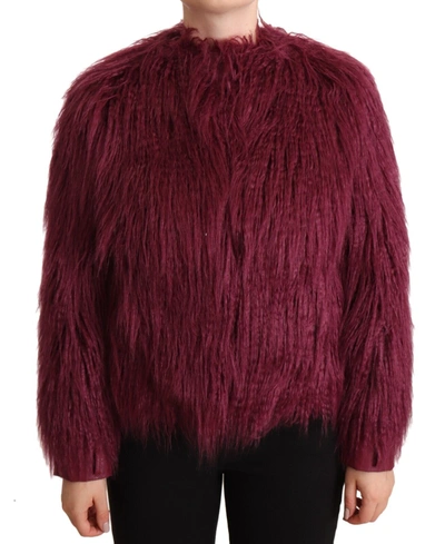 Patrizia Pepe Bordeaux Modacrylic Long Sleeves Pullover Jacket In Bordeaux
