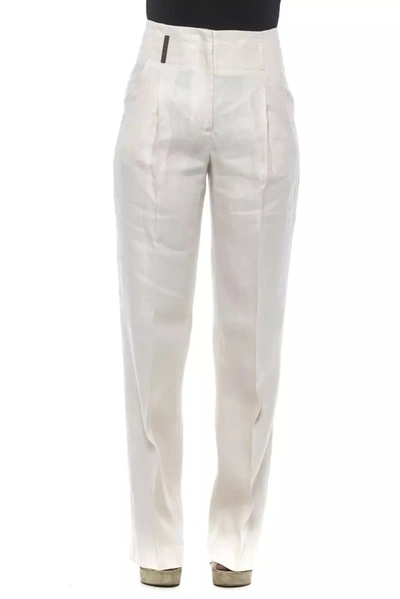 Shop Peserico Beige/white Flax Jeans & Pants