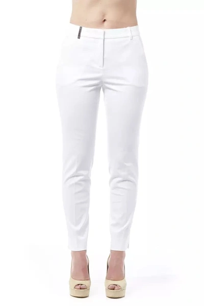 Peserico Side-slit Cropped Stretch Pants In White