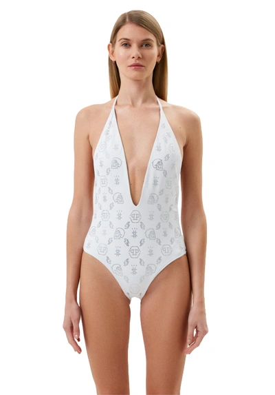 Shop Philipp Plein Philippe Model White Polyamide Swimwear