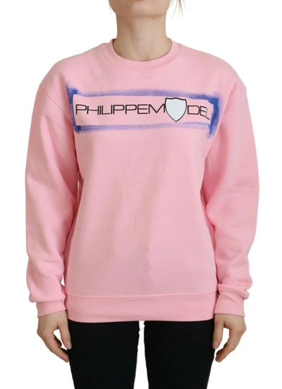 Shop Philippe Model Pink Printed Long Sleeves Pullover Sweater