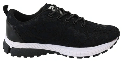 Shop Plein Sport Black Polyester Runner Umi Sneakers