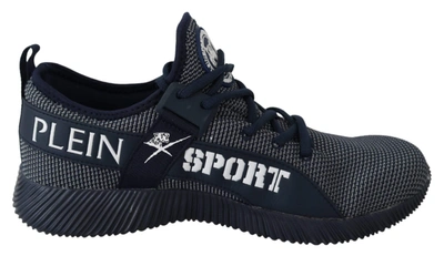 Shop Plein Sport Blue Indaco Polyester Carter Sneakers In Black