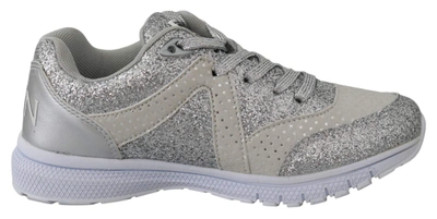 Shop Plein Sport Silver Polyester Runner Jasmines Sneakers