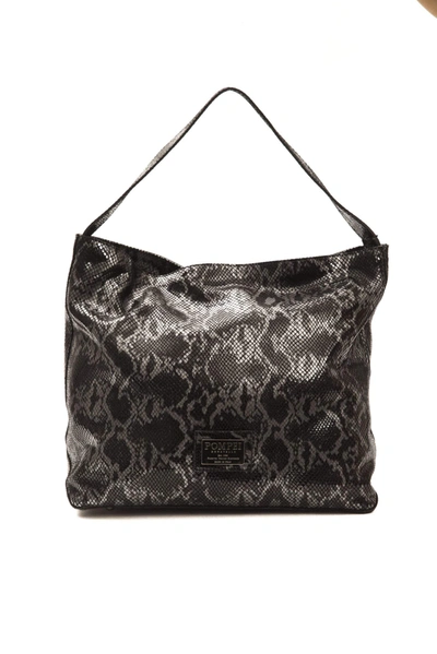 Shop Pompei Donatella Gray Leather Shoulder Bag