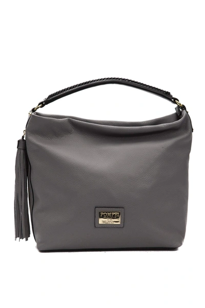 Shop Pompei Donatella Gray Leather Shoulder Bag