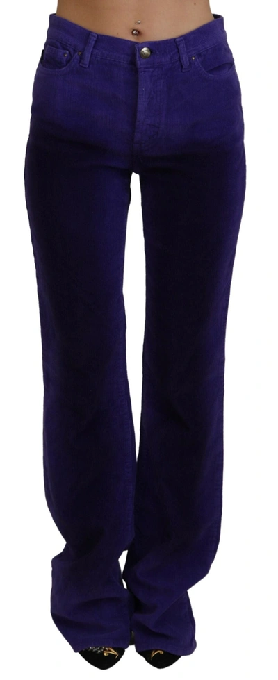 Shop Just Cavalli Purple Cotton Corduroy Women Pants