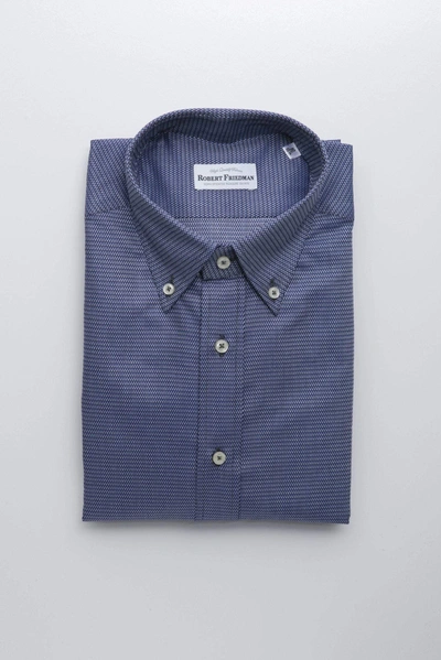 Shop Robert Friedman Blue Cotton Shirt