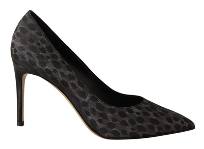 Sofia Black Leopard Leather Stiletto High Heels Pumps Shoes In Black