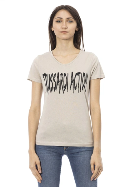 Shop Trussardi Action Beige Cotton Tops & T-shirt