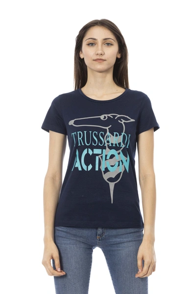 Shop Trussardi Action Blue Cotton Tops & T-shirt