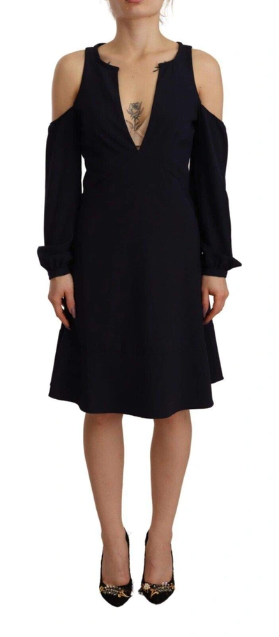 Shop Twinset Black Long Sleeves Open Shoulder A-line Dress