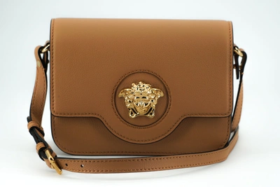 Shop Versace Brown Calf Leather Shoulder Bag