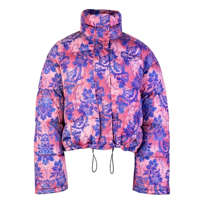 Shop Versace Jeans Cropped  Couture Printed Jacket In Pink
