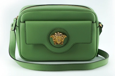 Shop Versace Mint Green Calf Leather Camera Shoulder Bag