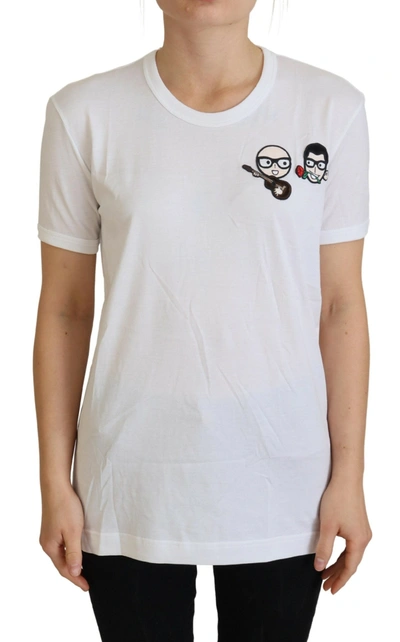 Dolce & Gabbana White #dgfamily Crewneck Cotton T-shirt In White